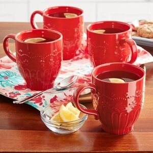 Pioneer Woman Toni Mugs Red